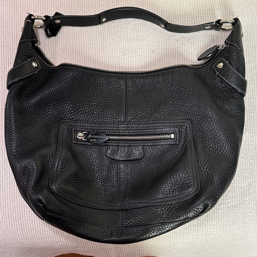 Coach Black Pebbled Leather Hobo Shoulder Bag